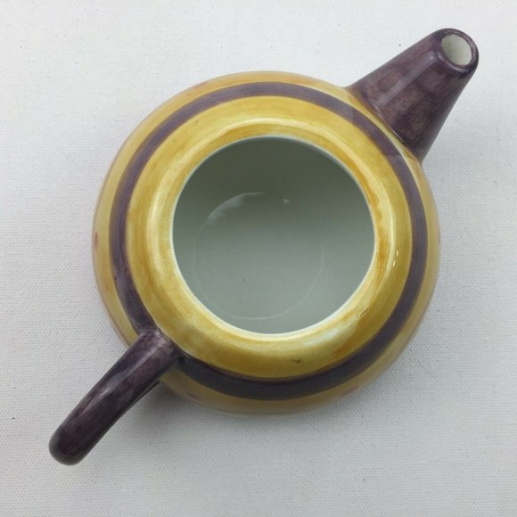 Renardi Ceramic Purple Yellow Teapot Short Spout With Lid - Picture 6 of 11